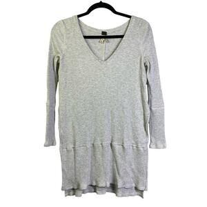 WE THE FREE PEOPLE‎ Top Blouse Ribbed Thermal V-Neck Peplum Full Side Slits SM